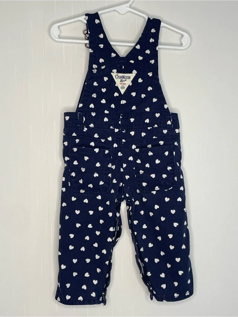 OshKosh B'gosh Navy Overalls with White Heart Print 9M